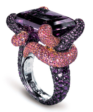 A black gold, amethyst and pink sapphire ring by de Grisgono