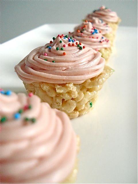 Baked from a Box: Cake Batter Rice Krispie Cupcakes
