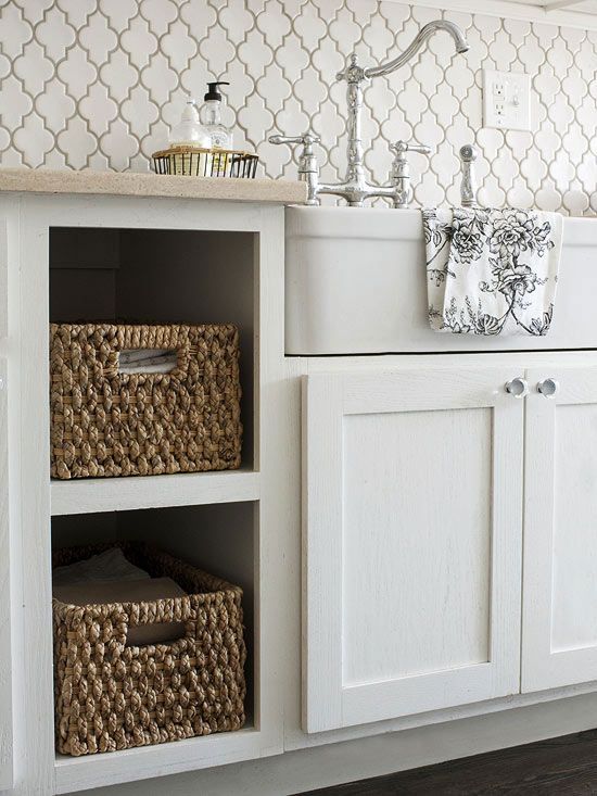 Basket Storage in Kitchen and Backsplash! #kitchen #backsplash