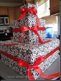 Cute idea for a cupcake stand! Wrap boxes in your choice of wrapping paper and a