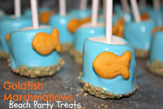 DIY Goldfish Marshmallow Pops – Under the Sea Birthday Party Snack, Beach Birthd