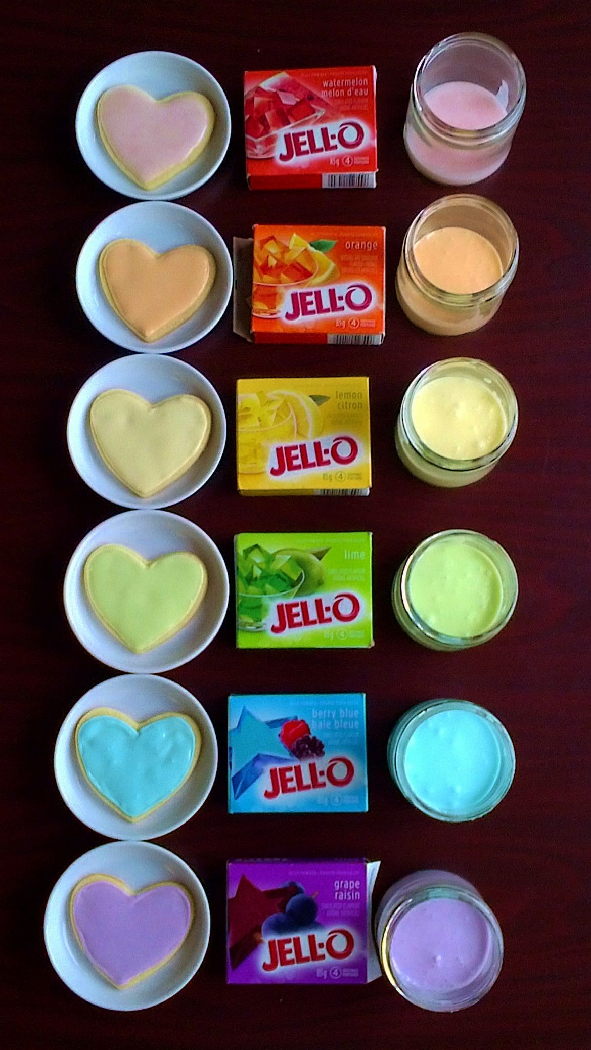 DIY, by just stirring some jello into your frosting. It will change the color an
