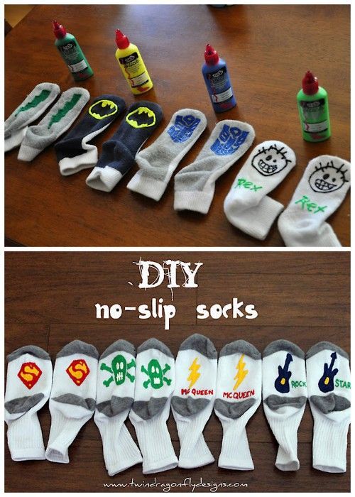 DIY no-slip socks. So easy!! Why didn't I ever think of this??