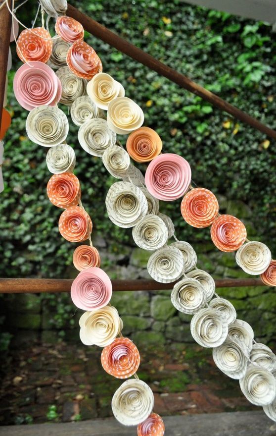DIY paper rose streamers