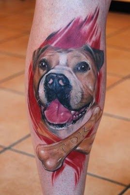Dog tattoo. Not my thing, but beautifully done.