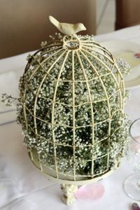 For Easter/spring centerpieces: Fill a small birdcage with baby's breath.