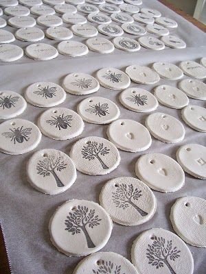 Gift tags made of Salt dough & then stamped. Made with 1 cup salt, 2 cups all pu