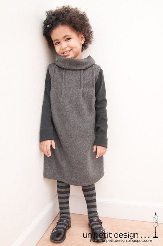 Girls fleece DIY dress sewing pattern and tutorial