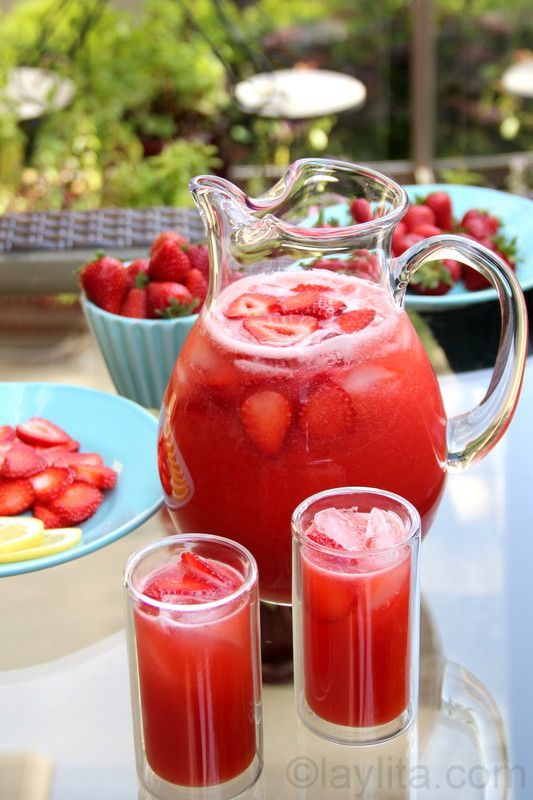 Homemade strawberry lemonade, made in the blender using lemons, strawberries and