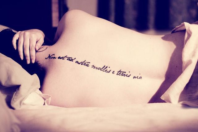 INKANDNEEDLE:  The tattoo reads “non est ad astra mollis e terris via&#822