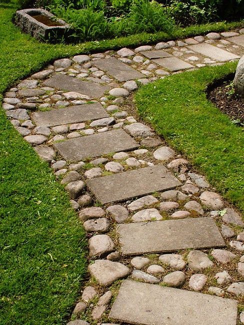 Inexpensive path. Sprinkle baking soda on the dirt twice a year and nothing will