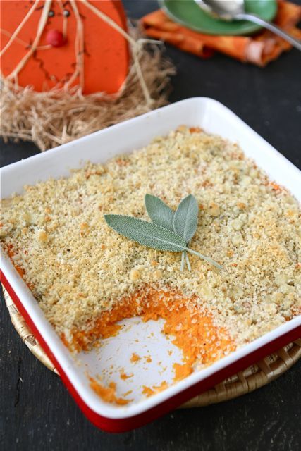 Mashed Sweet Potatoes Recipe with Blue Cheese Breadcrumbs