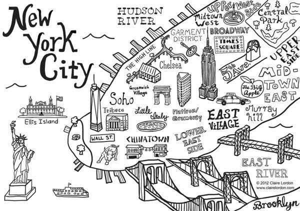 New York City Map Illustration Wall Decal by Claire Lordon, via Behance