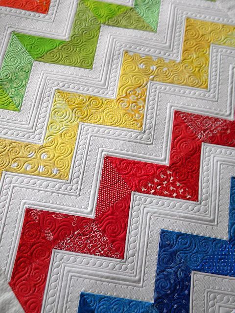 Nice quilting for a chevron quilt – Sew Kind Of Wonderful: Lisa's Chevron Qu