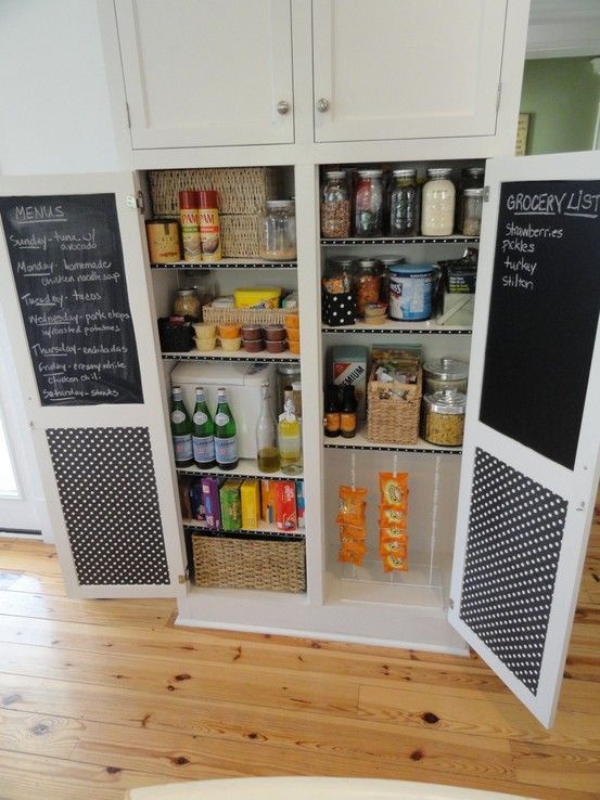 Pantry – I like this idea of painting the inside of the door in chalkboard paint