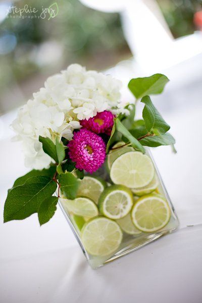 Pink Green centerpieces w/ lime
