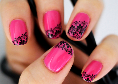 Pink Lacy Nails!