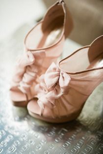 Pretty Peach ruffle heels