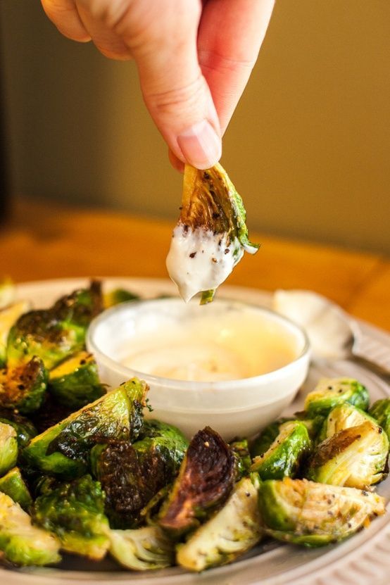 Roasted Brussels Sprouts with Garlic Aioli