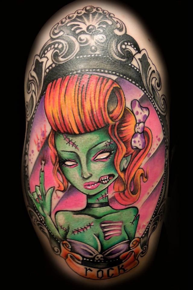 Rock zombie girl by Josu . Awesome #tattoo ! Catalonian Tattoo Scene. #tattoo #t