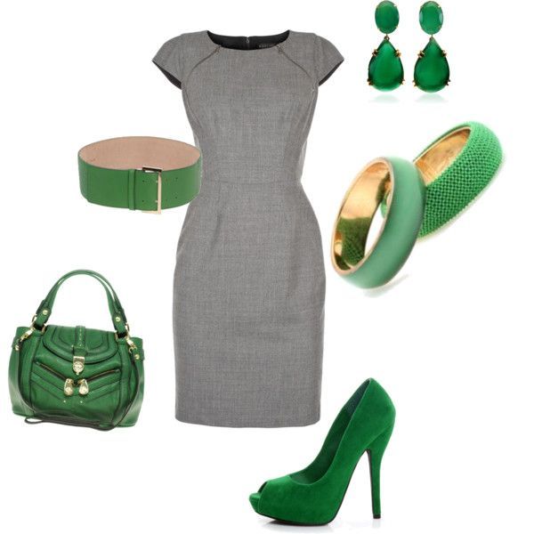 Saint Patties day look. No pinching allowed. grey and green!