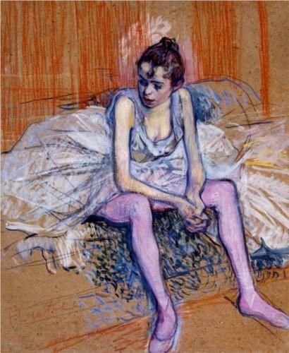 Seated Dancer in Pink Tights – Henri de Toulouse-Lautrec