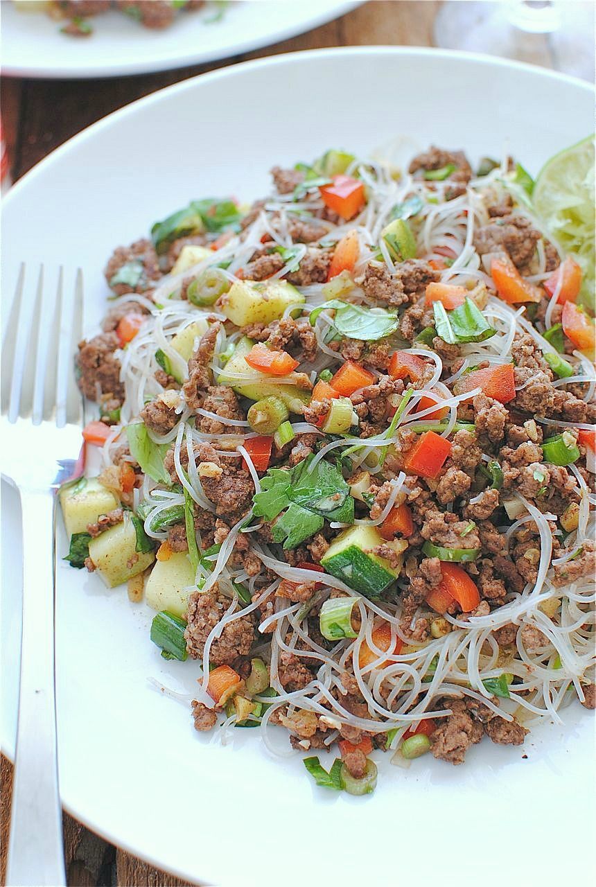 Spicy Beef and Basil with Vermicelli Noodles!