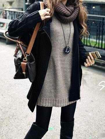 Sweaters + leggings.