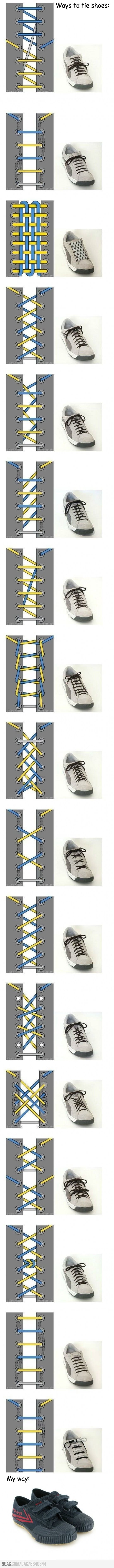 Ways to tie shoes