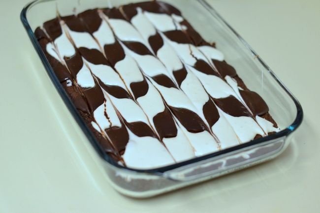 Zebra Brownies with marshmellow and junior mints…. just maybe without the juni