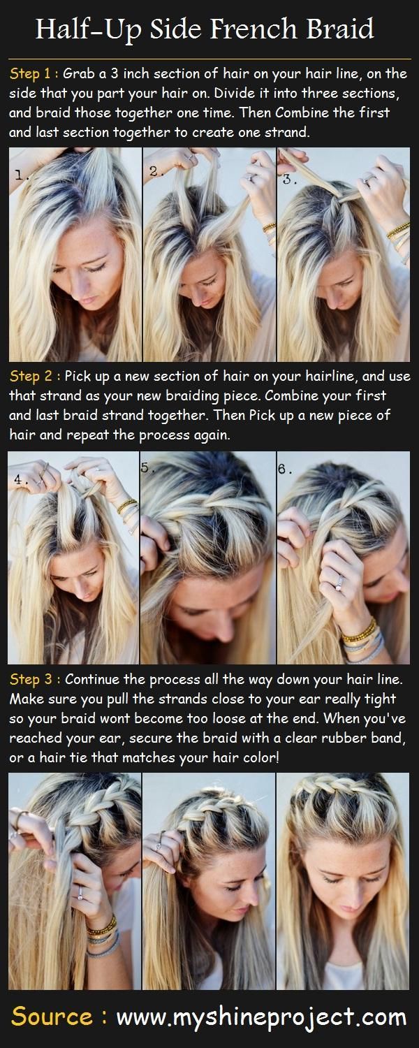half up side french braid tutorial, that looks doable