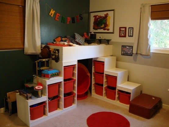 kids loft bed with stairs via ikeahack by reba