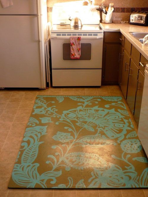 love the diy chef’s mat using cheap, foam tiles & paint. i need a “rug” in front