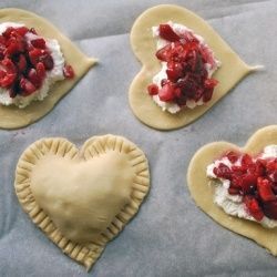 strawberries, sugar, cream cheese, and pie dough! so cute for valentines day!!