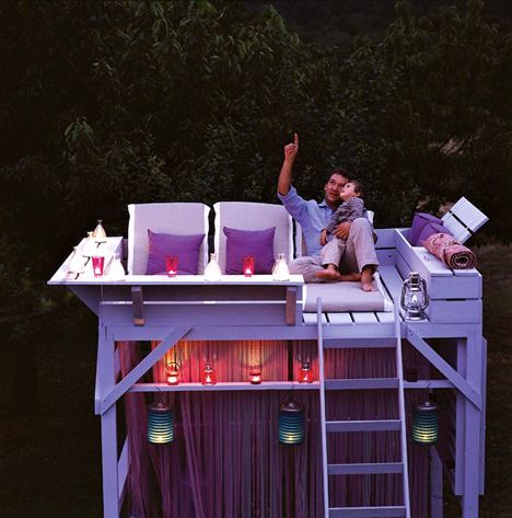 turn an old bunk bed into a star gazing treehouse