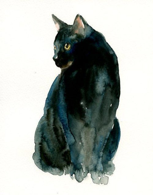 water color painting of cat