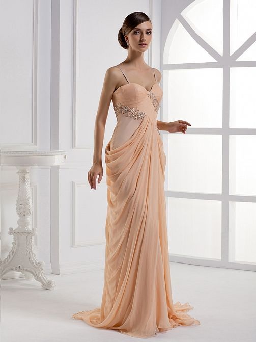 2012 Fall Spaghetti Straps silk chiffon bridesmaid dress