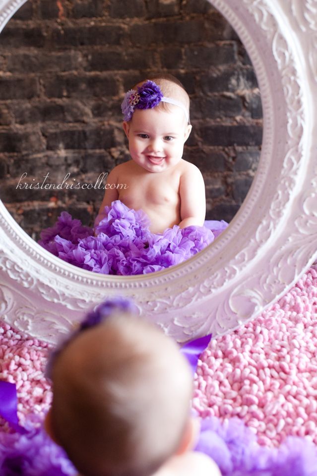 A great idea for a six month photo shoot since this is when babies start to sit