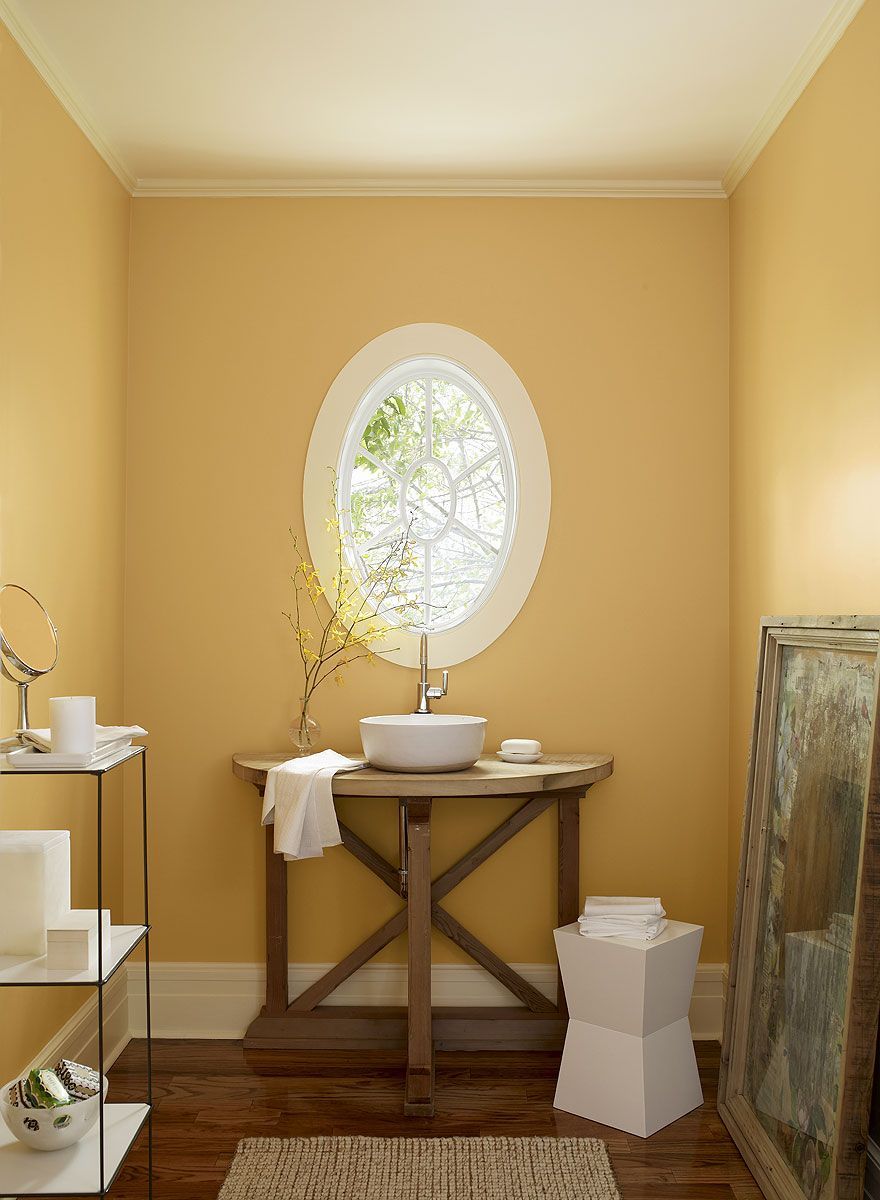 Benjamin Moore sun-kissed orange bathroom; august morning 2156-40 (walls), opali