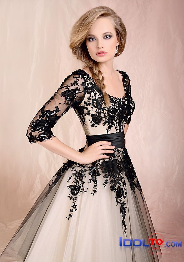 Black lace wedding dress