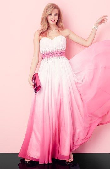 Blush with this pink & ombre prom dress.