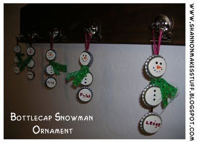 Bottle-cap Snowman Ornaments