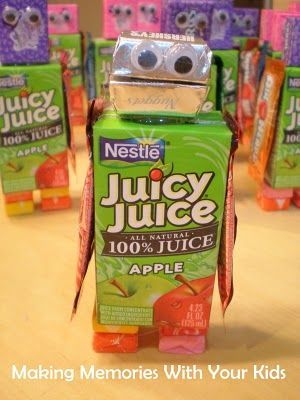 Candy/Juice Robot … party favor, classroom treat for party, etc.  #kids #party