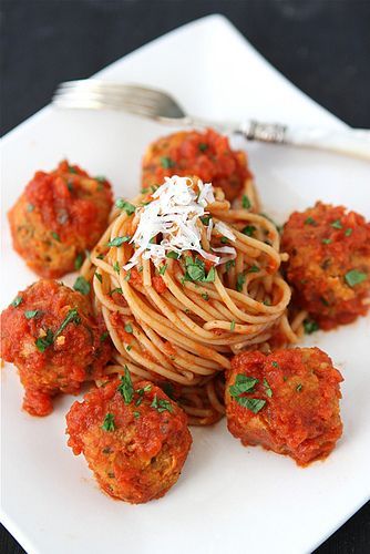 Cannellini bean vegetarian “meatballs” with tomato sauce