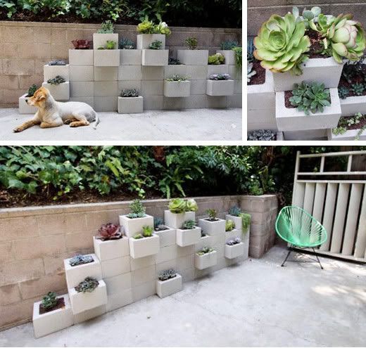 Cinder Block Planter Wall