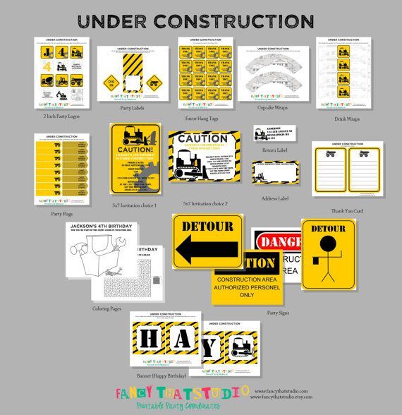 Construction party printables