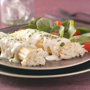 Crab stuffed manicotti