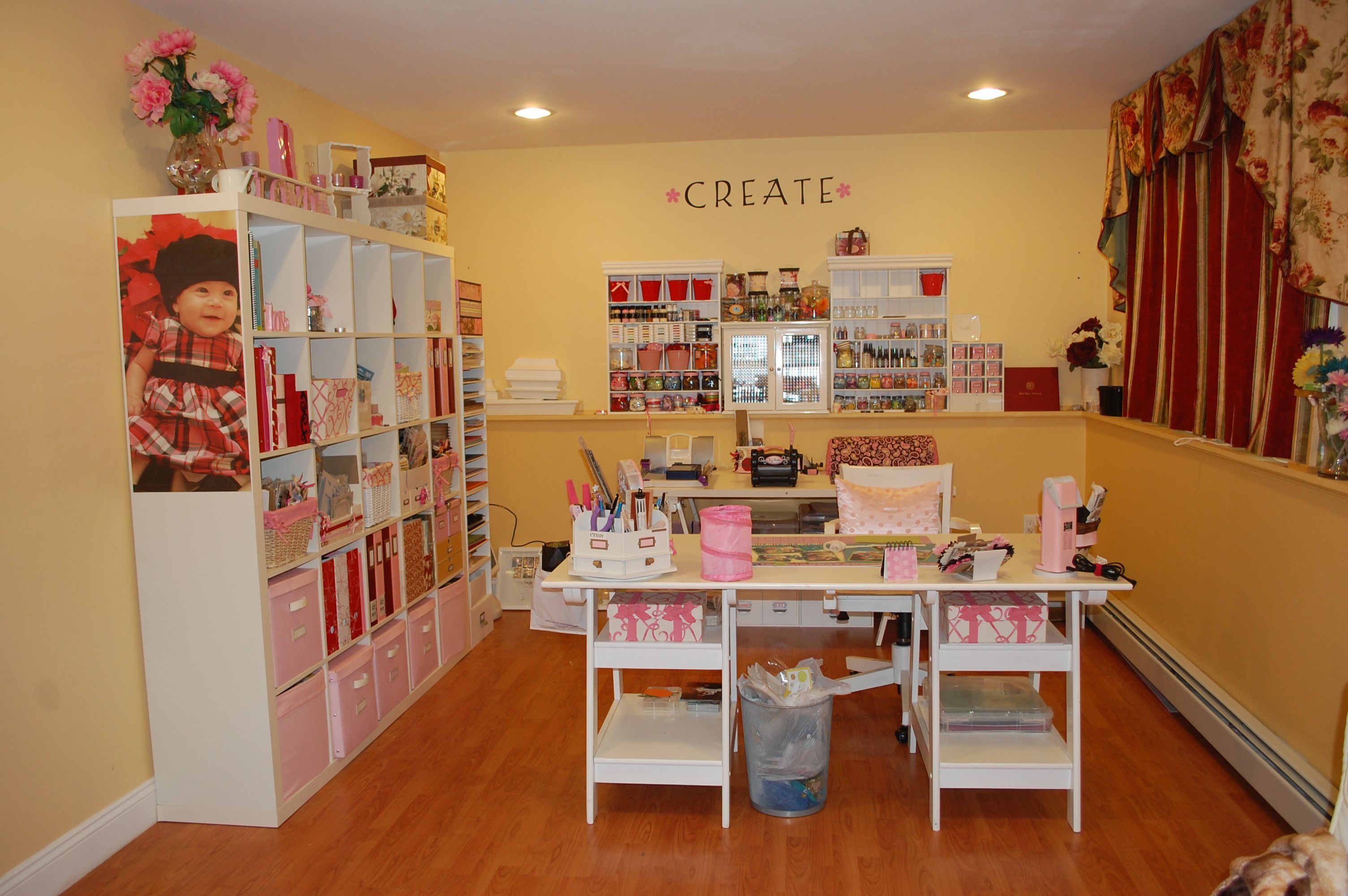 Craft Studio – The word on the back wall says it all. Come on in and CREATE in t