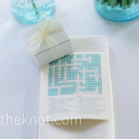 Crossword puzzles about the bride/groom to keep guest entertained and to see how