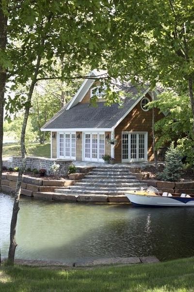 Cute home on the water. Love the steps down to the water's edge. You could c